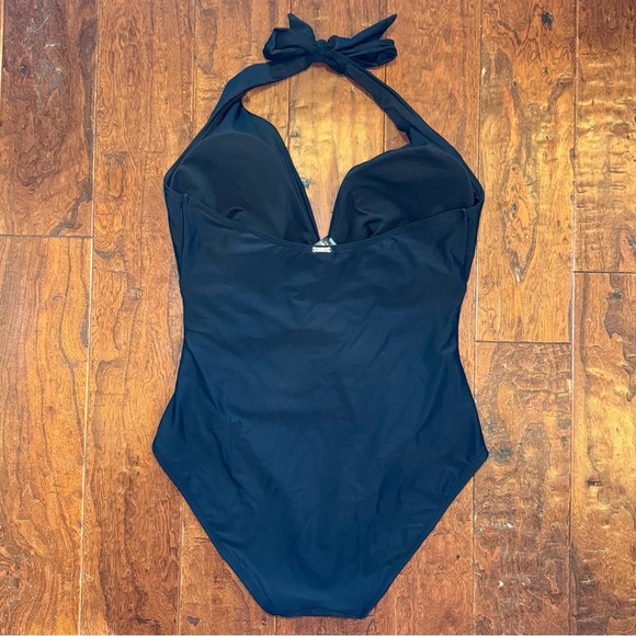 NWOT DKNY Halter One Piece Swimsuit Black Tummy Control Vacation Resort XXL - Picture 8 of 12